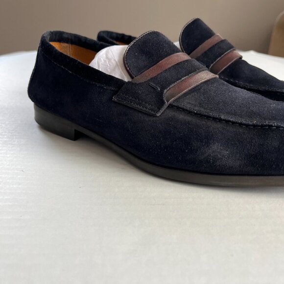 Magnanni Sz 9 Leather Daniel Loafer Men Navy Suede Slip On Flat Shoes main image 5